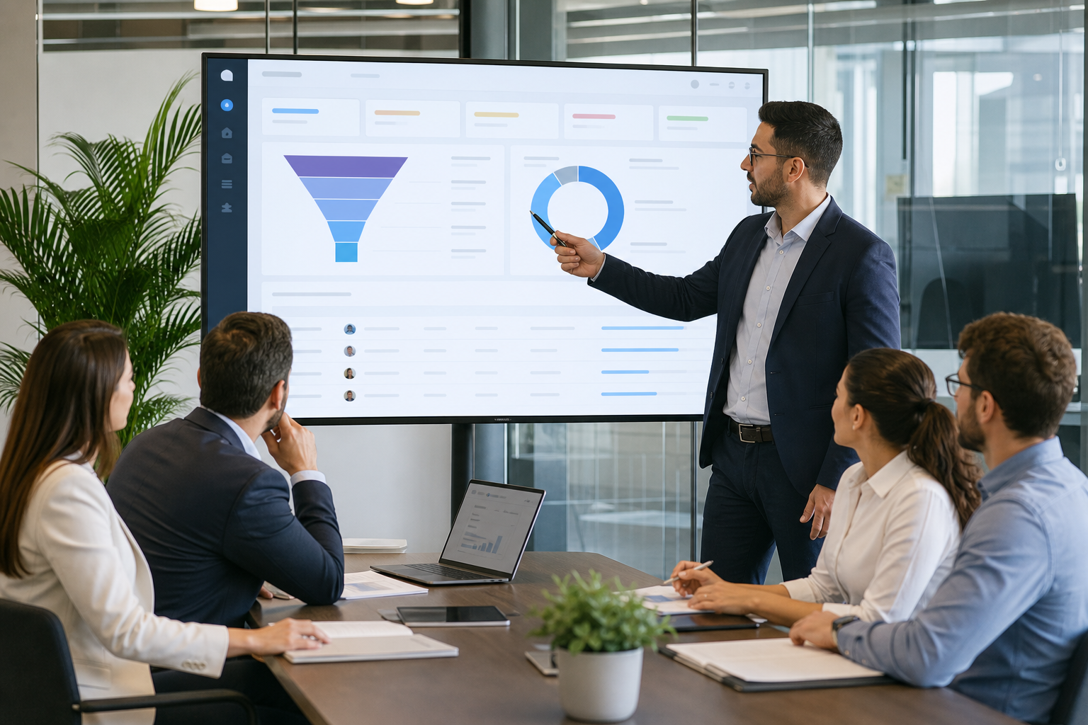 Sales representatives using CRM pipeline dashboard to close deals faster