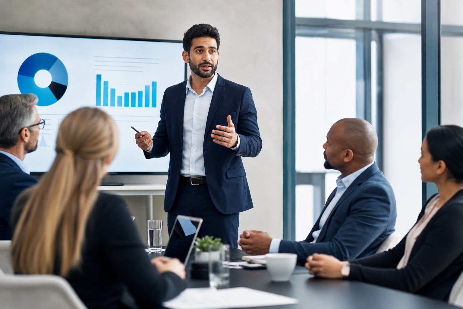 Business executives discussing digital transformation with IT consultants