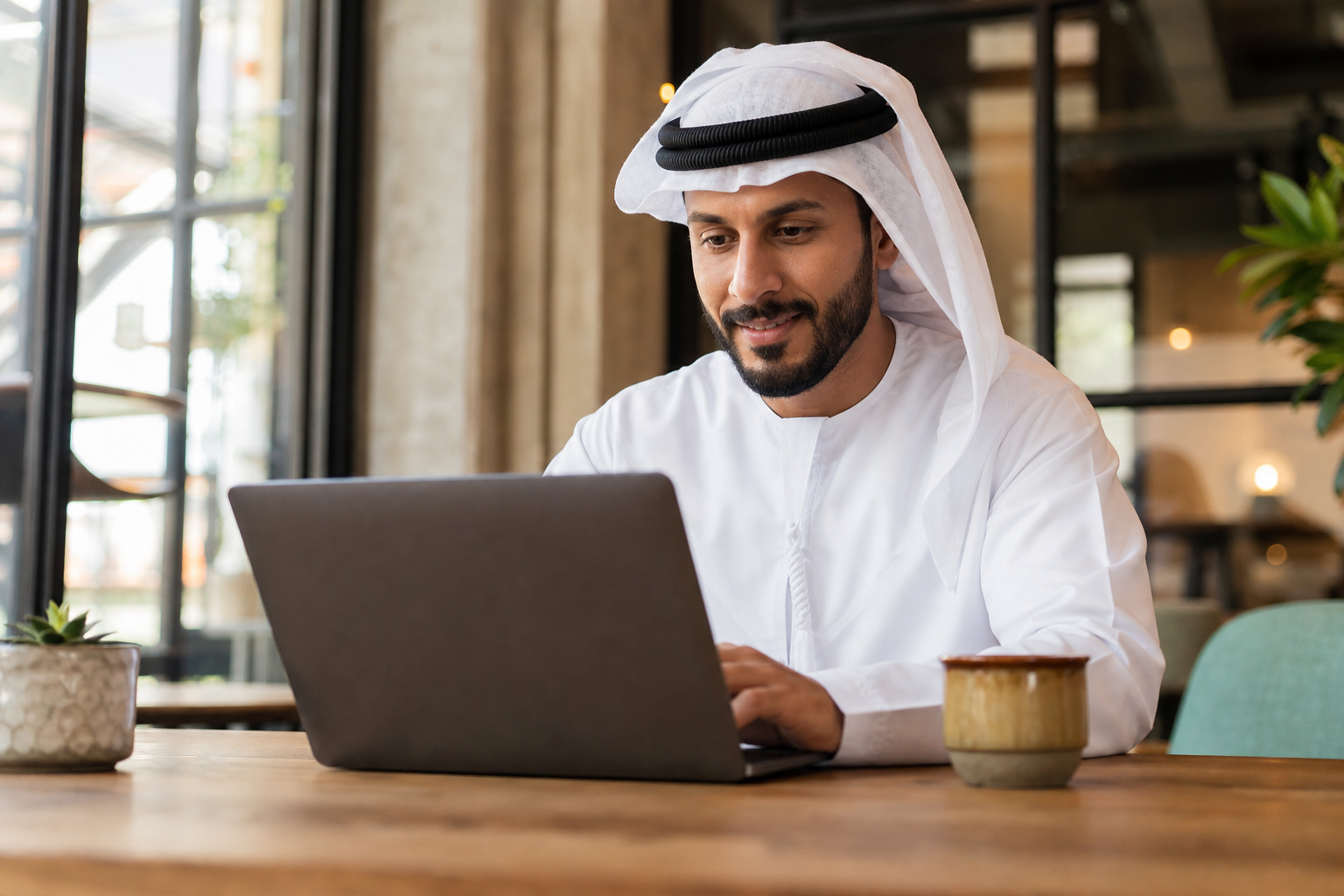 Business owner reviewing a professional website on laptop and phone